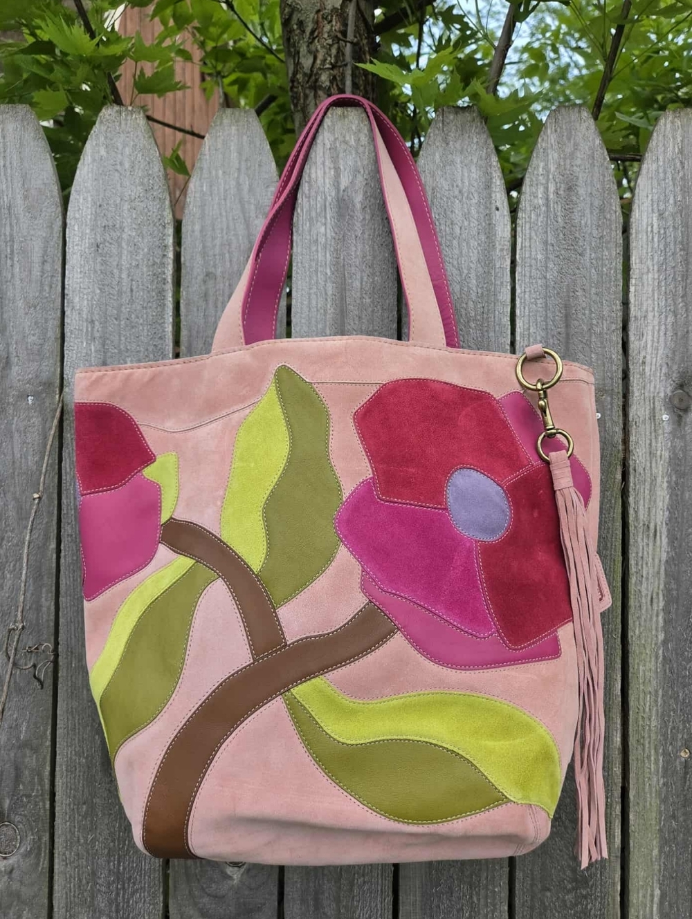ULTRA RARE Vintage Coach Suede Floral Patchwork Tote | Y2K Archieve Soho Hampton